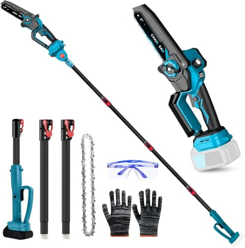 Élagueuse sans fil 2 en 1 - Compatible avec Makita 18 V - Scie d'élagage 2 en 1 sans balais - Avec manche télescopique et télescopique - Hauteur de travail : 4,5 m