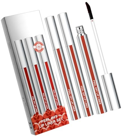Lot de 3 crayons à lèvres Peeling Off - Finition mate - Imperméables - Accessoires de maquillage pour femme - Contour précis - Définition précise