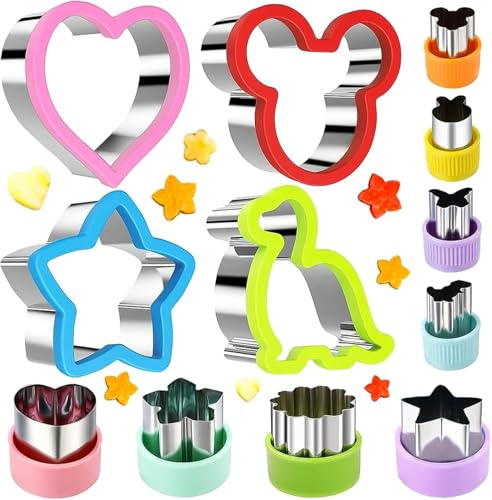 Sandwich Cookie Cutters Set, Sandwich Cutter for Kids 12 Pcs, Dinosaur,Heart,Star,Mickey Sandwich Knife Cookie Knife Vegetable Cutter Food Grade Cookie Mould for Kids Bento Box Baking, Christmas Gifts