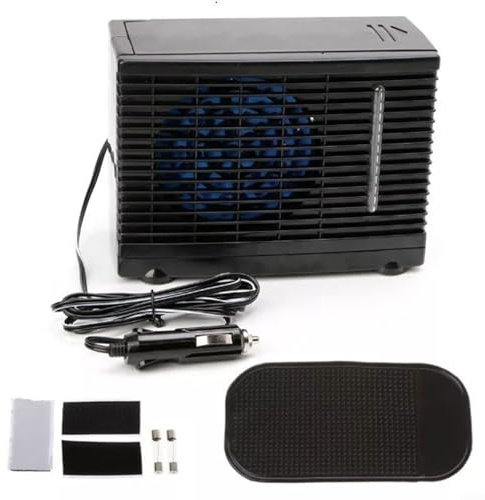 Fauhapyway Portable Car Cooler Fan Air Conditioner with Ice Water Tank, 2-Speed Low Noise Desk Fan for Vehicle Truck RV Camping