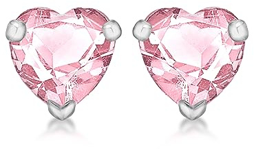 Tuscany silver sterling silver rosa kubisk zirkonia hjärta knoppörhängen
