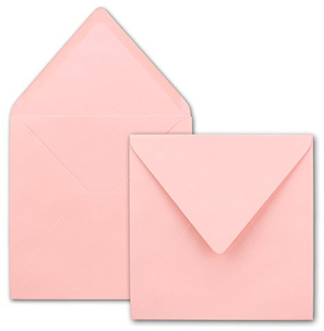 25x Quadratische Briefumschläge in Rosa - 15,5 x 15,5 cm - ohne Fenster, mit Nassklebung - 110 g/m² - Für Einladungskarten zu Hochzeit, Geburtstag und mehr - Serie FarbenFroh