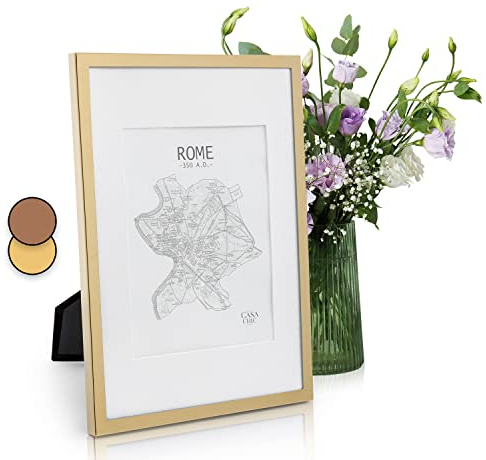 Casa Chic Marco de Fotos, Marcos de Fotos Tamaño A4 de 31x23 cm, para Mesa y Pared, Casa u Oficina, Marco Fotos Posición Vertical/Horizontal, Hechos de Cristal y Metal para Póster