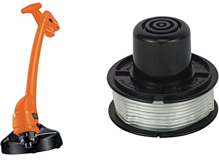 BLACK+DECKER Coupe-Bordures Filaire 350W, Coupe-Bordures Electrique 25 cm avec 2 Poignées & Bobine de Rechange pour Coupe-Bordures, 6 m de Fil en Nylon Transparent et Résistant, Fil de ⌀1,5 mm