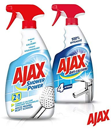 Ajax Produit Ménager Nettoyant Entretien Pistolet Spray Shower Power 750 ml - Lot de 4