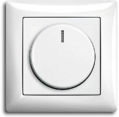 EBROM® Komplettset LED Drehdimmer 1001 + Busch Jäger Rahmen 1721- + Scheibe 2115-914 alpinweiß Balance Si - UP Unterputz LED Dimmer - Phasenabschnitt, LED 5-150 Watt dimmbare Halogen etc. 15-400 W/VA