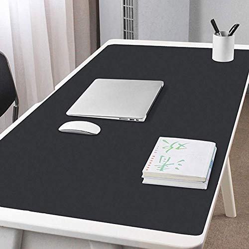 Multifunktionale Schreibtischunterlage, erweitertes PU-Leder, Gaming-Mauspad, ultradünn, rutschfest, glatte Schreibunterlage, wasserdicht, Schreibunterlage, schwarz, 80x50cm Schwarz