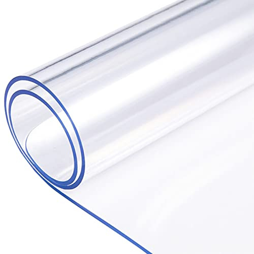 LinkGro Crystal Clear Tablecloths Protector End Table Protector Crystal Dining Table Top PVC Table Runner Table Cover Waterproof Plastic Tablecloth Cover Glass Table Mat 38X108 Inch 1.5mm Thick