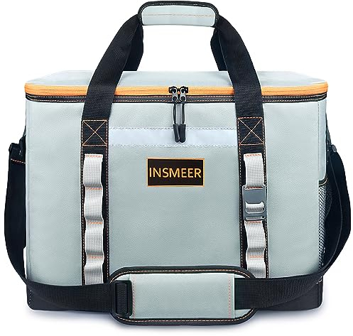 INSMEER 48L Kühltasche Gross Faltbare, 65 Can Kühltasche Thermotasche Isoliertasche für Getränke, XXL Wasserdicht Hitzebeständig Einkaufstasche für Ausflug, Picknic, Camping, Wandern, Strand