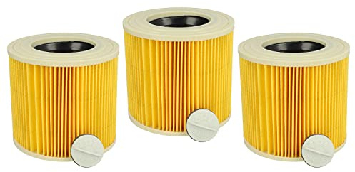 vhbw Filterset 3x Faltenfilter kompatibel mit Kärcher SE 4002 Waschsauger | SE 4002 Nass- & Trockensauger - Filter, Patronenfilter, Gelb