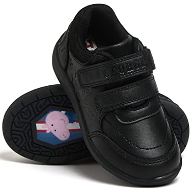 Peppa Pig Boys School Shoes George Pig Black 10