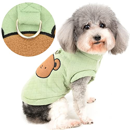 Zunea Hundejacke für Kleine Hunde Wintermantel Welpenkleidung Weiche Warme Hundeweste Pullover mit D-Ring für Geschirr Leine Bärenmuster Kaltes Wetter Haustier Chihuahua Yorkie Bekleidung Grün XXL