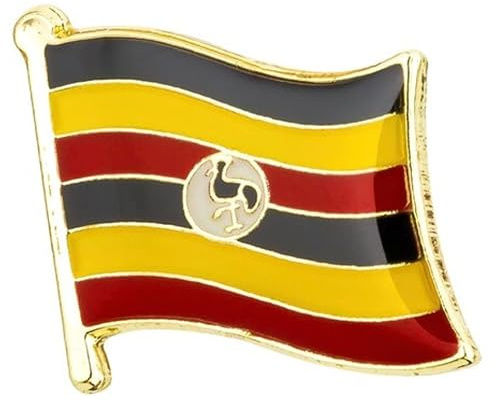 Uganda National Flag Enamel Metal Pin Badge Diplomat Lapel – 1.9cm x 1.6cm – Hard Enamel Ugandan Flag Brooch – Crested Crane National Symbol Pin for Jacket, Hat, or Backpack