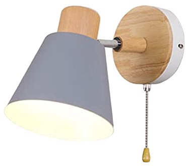 Milageto Lampada da parete moderna, con interruttore a catena, lampada da comodino, apparecchio di illuminazione per ristorante, bagno, soggiorno, casa, GRIGIO