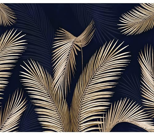 murando - Fototapete Premium-Vlies tropische Blätter, 400x280 cm, 3D-Effekt | Premium-Vliesstoff, Full HD Druck, hochwertige Verarbeitung fürs Wohnzimmer, schnelle Montage, lichtbeständig, geruchsfrei