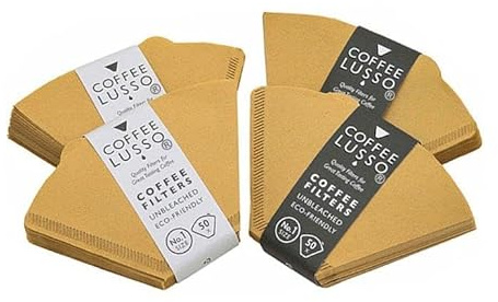 No.1 Coffee Filter Papers (Size 1) – 200 Unbleached Cone Filters for Pour Over & Drip Coffee Makers | Eco Friendly Natural Paper | COFFEE LUSSO