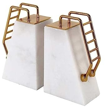 OXOAMP Regale Bücher rutschfeste Buchstützen, Marmor-Buchstützen, Bücherregal, Metalltreppe, Buchstützen, kreatives minimalistisches Desktop-Studienbüro Buchstütze