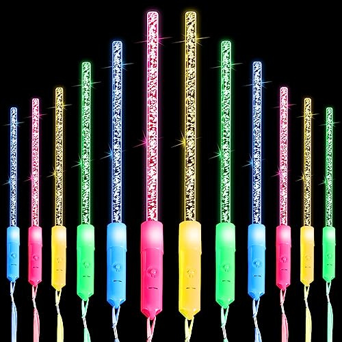 Joycabin 12 Stück LED Leuchtstäbe, Knicklichter Party Set, Multicolor Licht | Acryl,Batteriebetrieben,Wiederverwendbar,Dauerlicht+Blinkmodus, Ideal für Weihnachten,Karneval,Halloween,Geburtstag,Festival