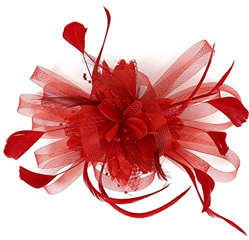 SJTJSPX Fascinators Hut Damen Kopfschmuck Cocktail Tee Party Kopfbedeckung Hochzeit Kirche Organza Haar Clip Blume Mesh Stirnband Elegant Schleier Vintage Haarreif für Weihnachten Halloween Karneval