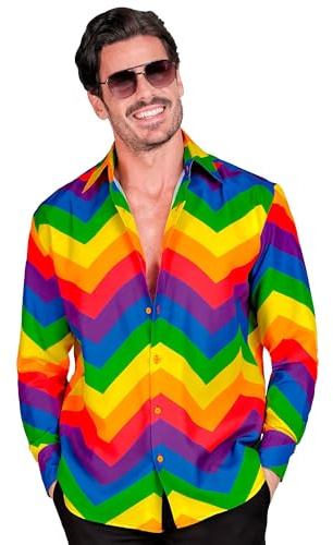 W WIDMANN MILANO Party Fashion - Chemise de soirée homme manches longues | Chemise pour homme, haut original pour costumes de carnaval, soirées à thème, festivals, vacances, discothèque