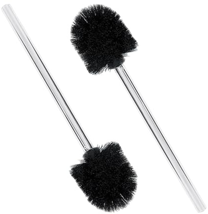2 Stück Schwarze Toilettenbürste mit Edelstahlgriffbürste, Toilettenbürste, Durchmesser 9 cm, Reinigungsbürste aus Edelstahl, austauschbarer Bürstenkopf