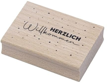 Artoz Stempel – Holzstempel – „Herzlich Willkommen“ – 70 x 50 mm – Motivstempel zum Kartenbasteln für Einladungen, Geburtstag, Glückwünsche