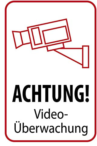 DekoDrom® Holz Schild 20x30 cm Achtung Video Überwachung Hinweisschild Wand Tafel Warnung