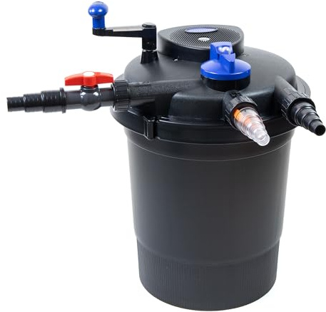 VIALIA Druckteichfilter CPF-10000, 11W UVC Klärer, bis 12.000 L | Bio Teichfilteranlage mit 3-Stufen-Filtration und Rückspülfunktion – klares Wasser ohne aufwendige Reinigung