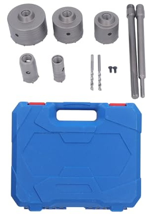 Brilluxa Kit de 9 scies cloches pour béton, 30-100 mm, ciment, maçonnerie, pierre, mur de briques, foret, kit de scie cloche en carbure pour brique, ciment et pierre
