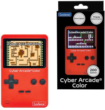 Lexibook, Cyber Arcade® Color, Console de Jeux rétro Portable, 200 Jeux d'action, Sport, Course, logique et Bien Plus, Écran Couleur LCD 2,8, Rouge, JL2389