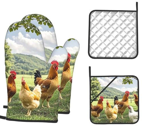 Lot de 4 maniques et maniques en silicone antidérapants pour cuisine, pâtisserie, barbecue