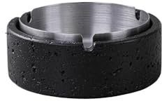 Aschenbecher Zement-Aschenbecher, abnehmbarer Edelstahl-Einsatz, Aschenbecher, Tisch-Aschenbecher for Zimmer, Wohnzimmer, Büros, Outdoor, Garten, Bar, Café, Hotel usw Windaschenbecher(Schwarz)