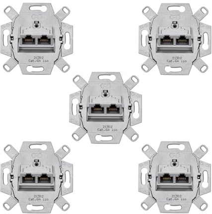 Rutenbeck 5 x UAE - Cat. 6A iso Anschlussdose, 10 Gbit/s, 2-fach RJ45