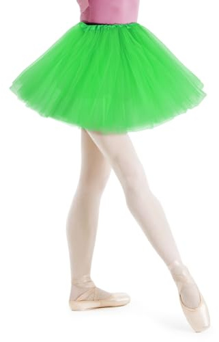AYBUY Tutu Skirts for Women, Elastic 3 Layered Tulle Tutus Skirt for Adult Dance Ballet Skirts for Dress-up Parties Dancing, Green