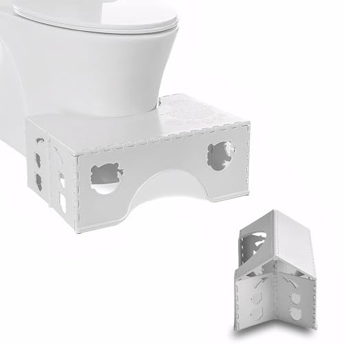 Plastic Step Stool,Portable Squatting Potty Toilet Stool,Healthy Squatting Posture Folding Step Stools for Adults and kids,Esay to Clean,Non-slip & Space Saving Caravan Steps for Bathroom