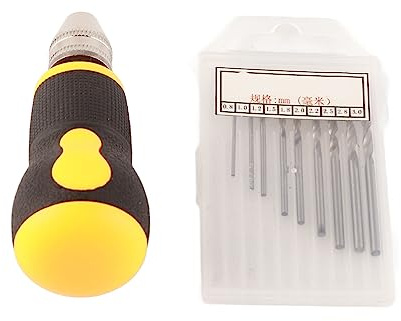 Micro handborr hand 10 × 10 × 3 Micro Mini bärbar verktygssats liten handborr amp 10 st. borrar 0,8 3,0 mm