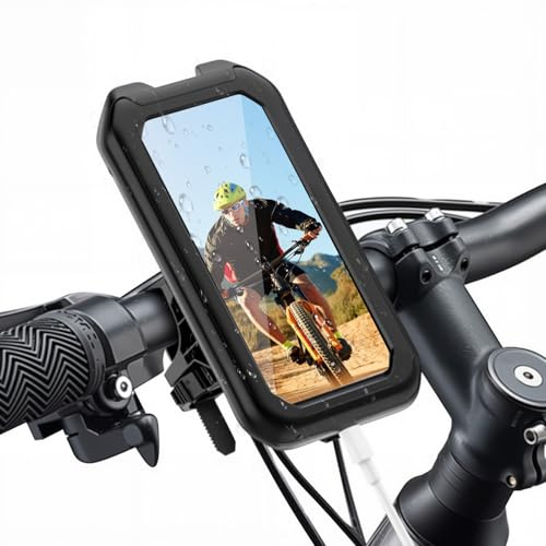 Support Telephone Moto étanche Universel Support Téléphone Vélo Moto Scooter 360° Rotation Anti-Vibration Porte Smartphone Scooter avec Écran Tactile VTT Support Guidon pour 5,5-7,0 Pouces Smartphones