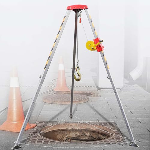 Heavy Duty Fire Rescue Tripod | Emergency Lifting Equipment Kit | Fall Arrest System with Self-Locking Winch for Firefighting and Rescue Operations
