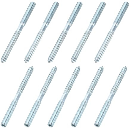 sourcing map M8 Hanger Bolts, 3.94(100mm) Length Double Headed Hanger Bolts 0.31(8mm) Wood Dowel Screw Self-Tapping Threaded Rods Screw for Assembling Wood Furniture Joint, Pack of 10
