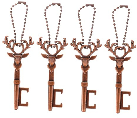 FUNNETOYU 4 Pezzi Apribottiglie Natalizio Design Retrò in Rosso Strumento Portatile Apribottiglie Bottiglie Multifunzionale Regalo Originale Amici