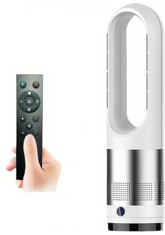 Ventilador de torre sin aspas Hot & Cool, calentador de 1400 W + ventilador de refrigeración de 40 W, 8 velocidades, oscilación de 80°, temporizador de 8 horas y pantalla LED, control remoto