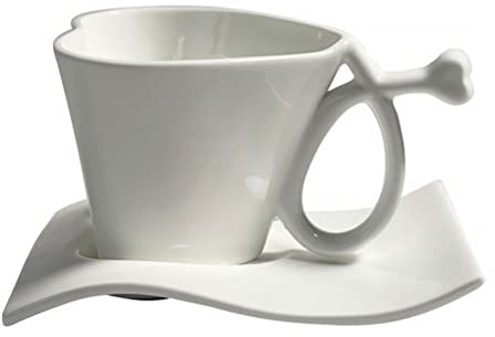 Hemobllo Set Tazza da Caffè e Piattino in Ceramica Vassoio Stile Francese Vintage a Forma di Cuore Kit Stoviglie per Tè e Bevande per Casa Ufficio e Bar