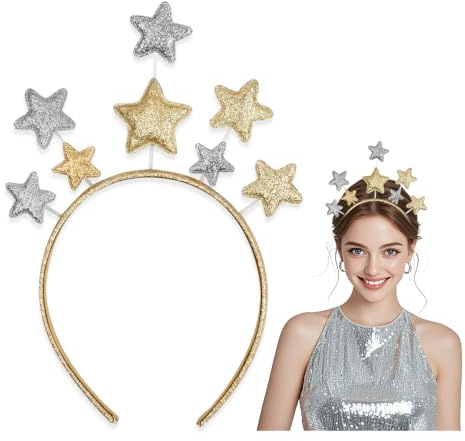 HMCEY Serre Tete Étoiles,Serre Tete Cheveux à Paillettes,Women Headband,Bandeau Cheveux Elegant,Bandeaux Mode pour Femmes,Accessoire Cheveu pour Decoration pour Noël, Carnaval, Fête D'anniversaire