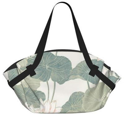 YQxwJL Couverture de pique-nique et sac fourre-tout 2 en 1 avec motif de lys noirs, tapis de plage en plein air, couverture de sol pliable de 94 cm pour le camping