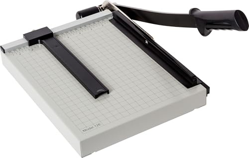 Dahle 12e Vantage Paper Trimmer, 12 Cut Length, 15 Sheet, Automatic Clamp, Adjustable Guide, Metal Base with 1/2 Gridlines, Guillotine Paper Cutter