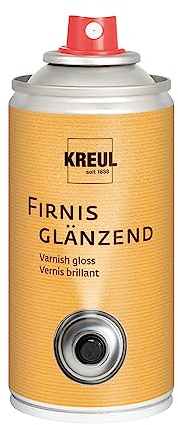 Kreul 811150 – glänsande fernissa, 150 ml sprayburk, mycket elastisk slutbeläggning, ökar hållbarheten mot yttre påverkan, icke-gulande, torkar vattentät