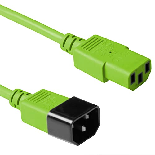 ACT Câble IEC 1,8 m C13 vers C14 Rallonge de câble IEC Prise 3 Broches AK5114 Vert