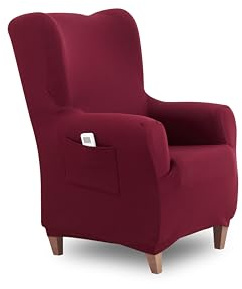 Textilhome Copripoltrona Con Orecchie TEIDE 1 Posto – Fodera Elasticizzata, Copridivano Poltrona Protettiva Antigraffio Anti-Animali – Colore Rosso (70-100 cm)