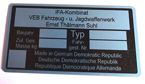 Typenschild alle Moped (Rahmenplakette aus Aluminium)***
