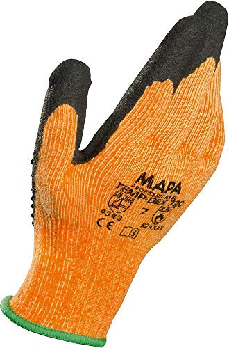 MAPA Professional TempDex 720 – Nitrile Thermal Gloves, Resistant to Cuts, Used in the Rubber/Ceramics Industry and Mechanical Industry, Orange, Size 7, (1 Pair) Protective Thermal Gloves